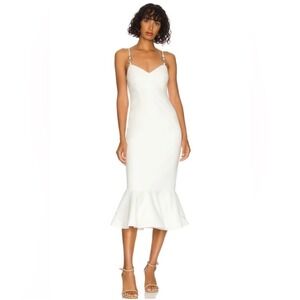 New! Likely Hirsch Midi Flute Dress in White 
Size 2 $298‎